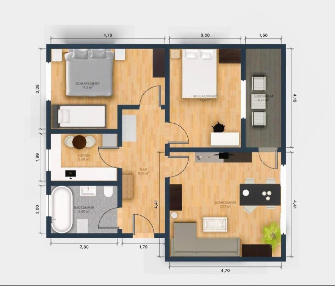 Ecocube Apartment2 Meppen14, Balkon, Kueche, Waschmaschine 외부 사진
